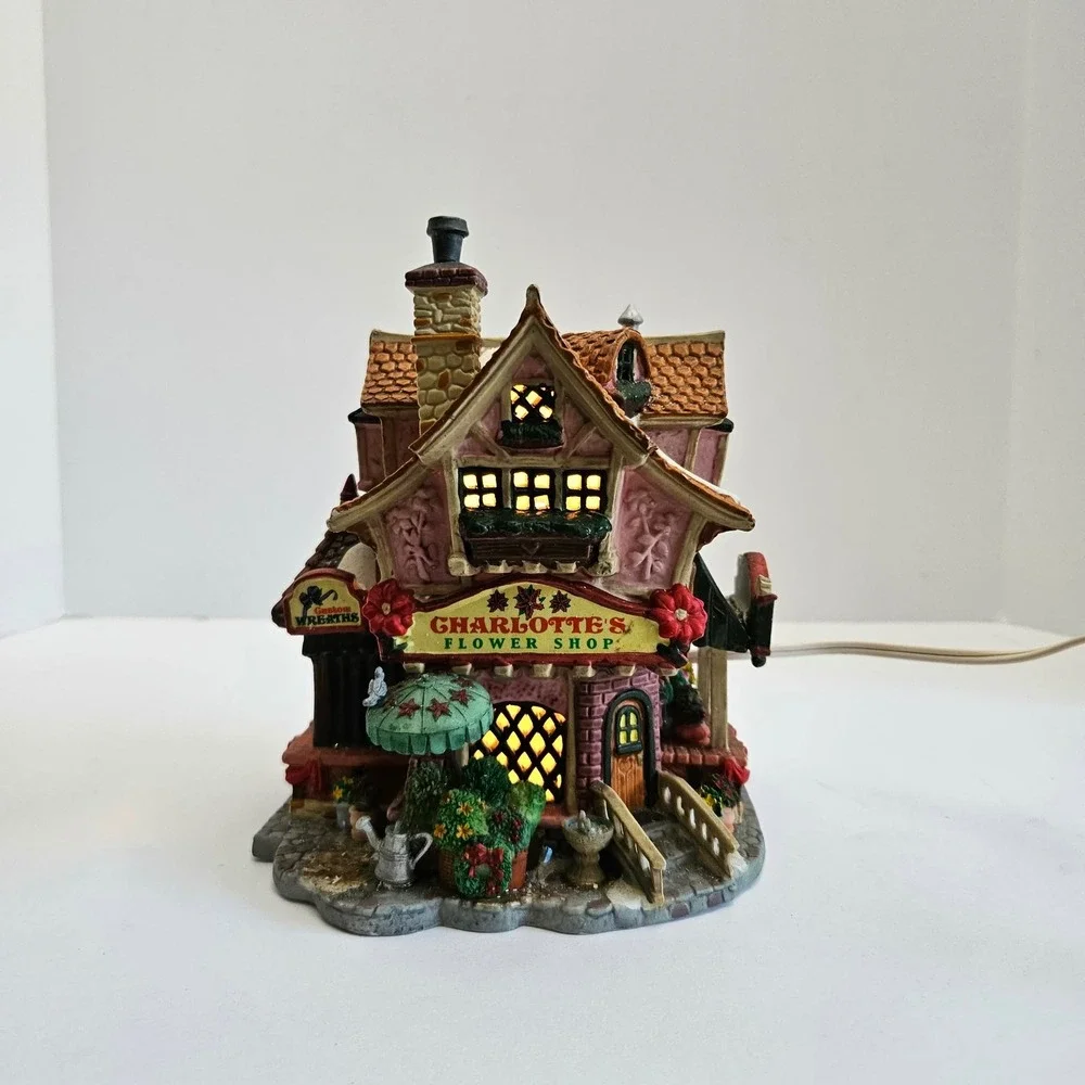 Lemax Coventry Cove 2003 Charlotte's Flower Shop Porcelain Lighted House Village
